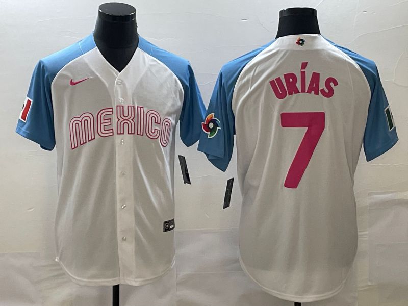 Men 2023 World Cub Mexico #7 Urias White blue Nike MLB Jersey13->more jerseys->MLB Jersey